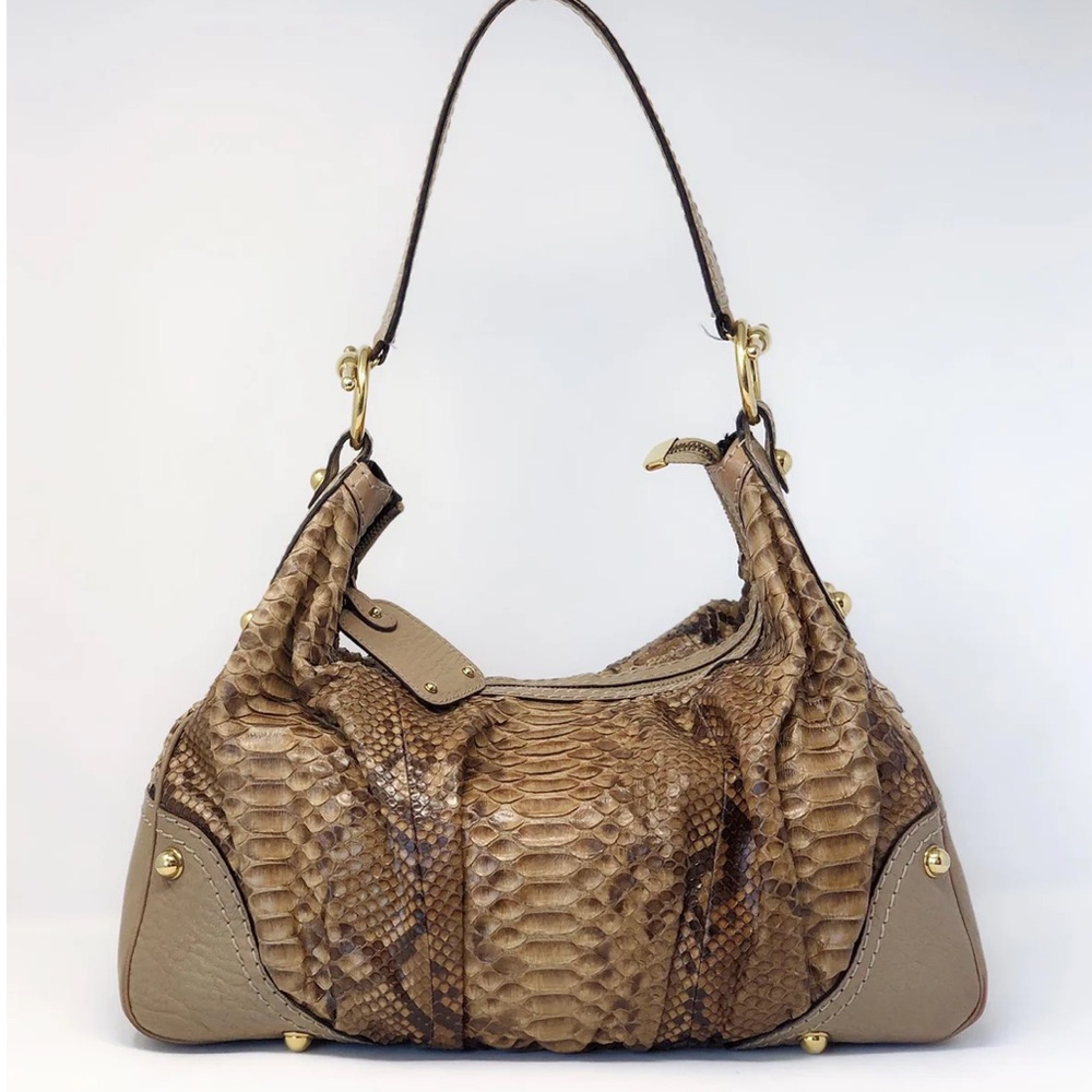 Gucci Brown Phyton Jockey Shoulder Bag